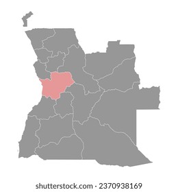 Mapa de la provincia de Cuanza Sul, división administrativa de Angola.