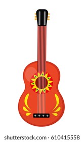 Cuatro guitar icon, flat style. Mexican musical instrument. Isolated on white background. Vector illustration, clip-art