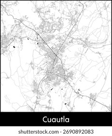 Cuautla mapa de la ciudad, México - Vector topográfico mapa cartel