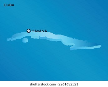 Cuba 3D Isometric map with Capital Mark Havana Vector Illustration Design
