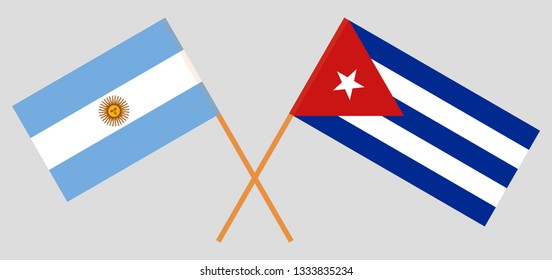 Cuba and Argentina. The Cuban and Argentinean flags. Official colors. Correct proportion. Vector illustration
