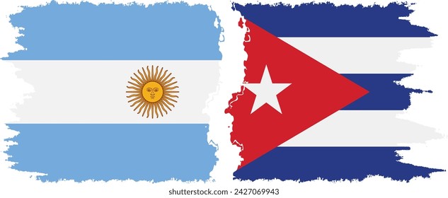 Cuba y Argentina grunge banderas conexión, vector