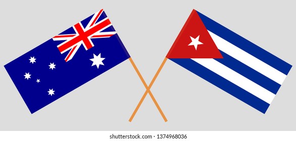 Cuba and Australia. The Cuban and Australian flags. Official colors. Correct proportion. Vector illustration
