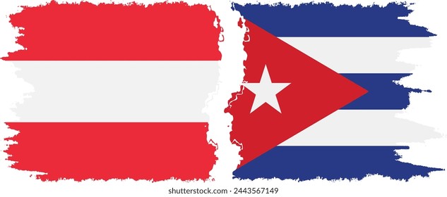 Cuba y Austria grunge banderas de conexión, vector