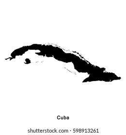 Cuba black map,border with name of country