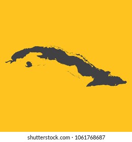 Cuba black map,border on orange background. Vector illustration.