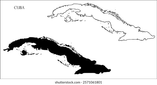Cuba Blank Map, Cuba Map Outline Vector Images