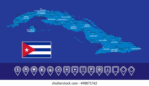 Cuba Blue Map vector illustration