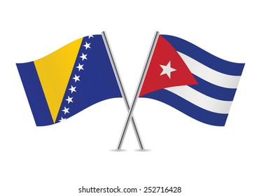 Cuba and Bosnia and Herzegovina flags. Vector illustration. 