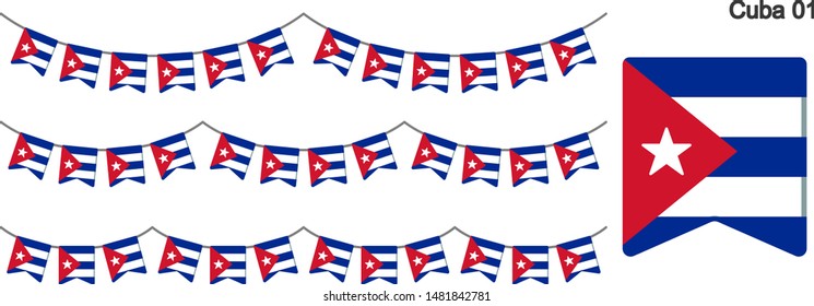 Cuba Bunting Flags Isolated on white Background. vector illustration.