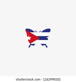 Cuba butterfly flag graphic element Illustration template design