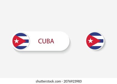 Cuba button flag in illustration of oval shaped with word of Cuba. And button flag Cuba. 