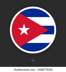 Cuba button flag on dark grey background. Cuba, officially the Republic of Cuba is a country comprising the island of Cuba, as well as Isla de la Juventud and several minor archipelagos.