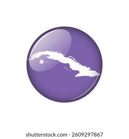 Cuba Circle Button Country Map Vector Template