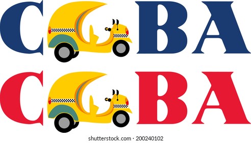 cuba coco taxi vector art