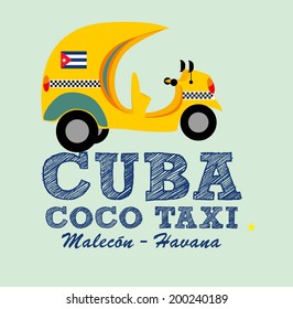 cuba coco taxi vector art