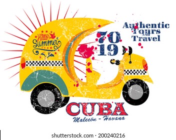 cuba coco taxi vector art