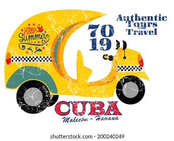 cuba coco taxi vector art