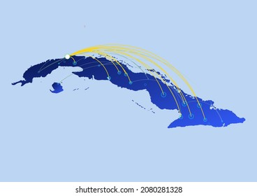 Cuba concept map, illustration of Cuba for internet or innovation or technology. File is suitable for digital editing and prints of all sizes.