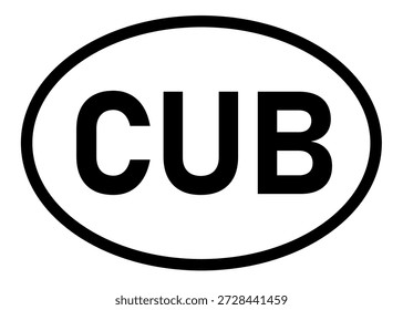 Cuba country code CUB icon vector on a white background
Country code abbreviation oval sticker icon on a white background