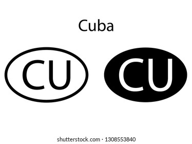 Cuba country code icon.  Iso code country domain name.   CU - Cuba abbreviated. vector