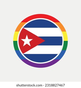 Cuba country flag circle - lgbt flag graphic element Illustration template design
