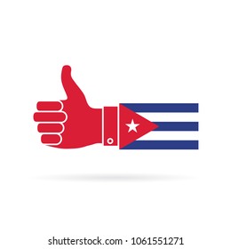 Cuba country flag thumbs up vector icon
