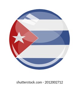 Bandera del país cubano redonda y brillante