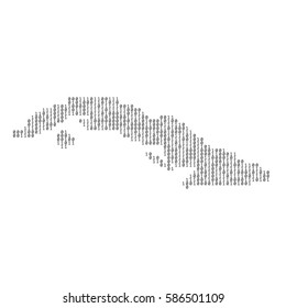 Cuba country map made from binary code numbers. 
