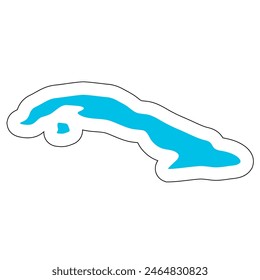 Cuba country silhouette. High detailed map. Solid blue vector sticker with white contour isolated on white background.