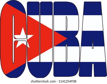 Cuba Cuban Country Flag Text Font Work Shaped Illustration