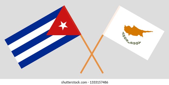 Cuba and Cyprus. The Cuban and Cyprian flags. Official colors. Correct proportion. Vector illustration
