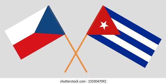 Cuba and Czech Republic. The Cuban and Czech flags. Official colors. Correct proportion. Vector illustration