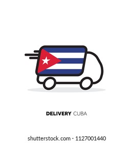 Cuba delivery van. Country logistics concept