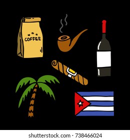 Cuba doodle icons
