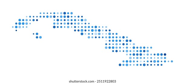 Mapa de puntos de Cuba. Forma de estilo digital de Country. Imagen de Vector de Cuba. Country forma puntos circulares azules. Ilustración vectorial con estilo.