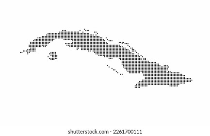 Cuba dotted map with grunge texture in dot style. Abstract vector illustration of a country map with halftone effect for infographic. 