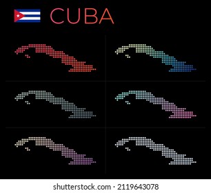 Cuba dotted map set. Map of Cuba in dotted style. Borders of the country filled with beautiful smooth gradient circles. Charming vector illustration.
