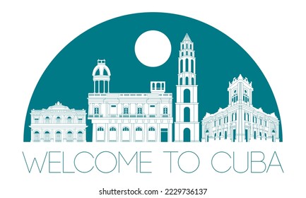 Cuba famous landmark silhouette style, vector illustration