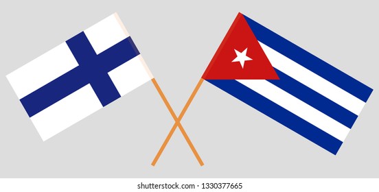 Cuba and Finland. The Cuban and Finnish flags. Official colors. Correct proportion. Vector illustration
