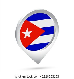Cuba flag 3d pin icon. Vector illustration.
