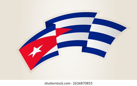Cuba Bandeira em forma de fita abstrata, símbolo nacional da Cuba. Este vetor é ideal para uso em eventos nacionais, Dia da Independência, competições desportivas internacionais.