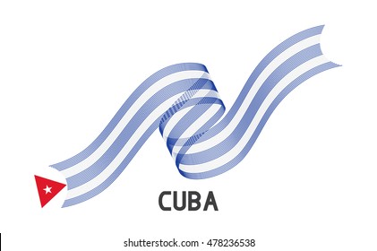 Cuba flag. Abstract Cuba ribbons isolated on white.