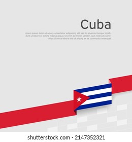 Cuba flag background. State cuban patriotic banner, cover. Ribbon color flag of cuba on a white background. National poster. Vector flat design