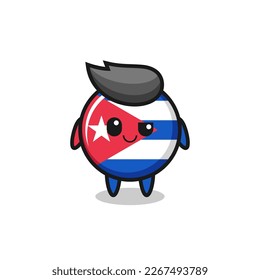 cuba flag badge cartoon with an arrogant expression , cute style design for t shirt, sticker, logo element