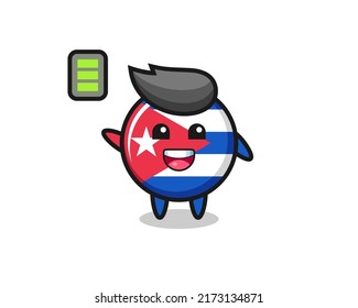 cuba flag badge mascot character with energetic gesture , cute style design for t shirt, sticker, logo element