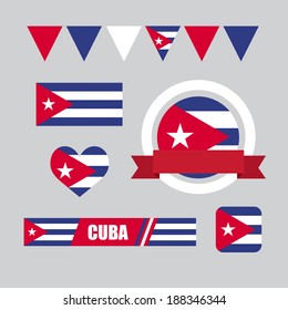 Cuba flag, banner and icon patterns set illustration