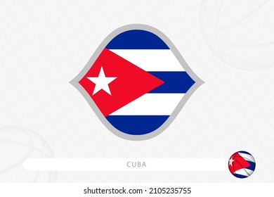 Cuba flag for basketball competition on gray basketball background. Sports vector illustration.