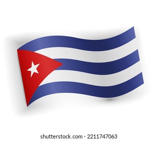 Cuba flag bended and lying on white background