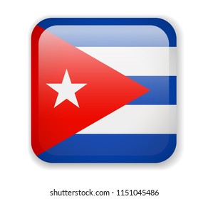 Cuba Flag. Bright Square Icon. Vector Illustration